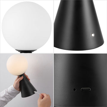Macie 11.75" Modern Minimalist Globe Rechargeable/Cordless Dimmable Integrated LED Table Lamp with Touch Sensor